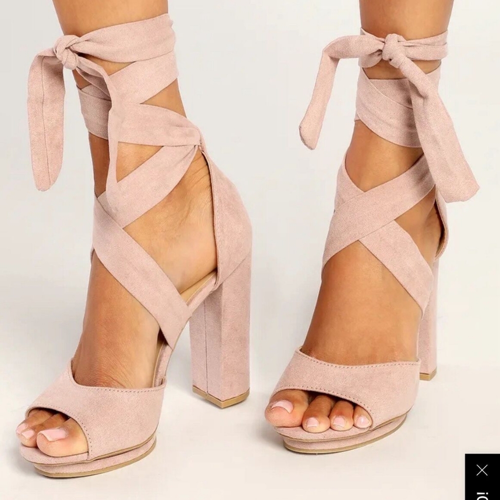 Lulus Dorian Blush Pink 8.5 Block Heels